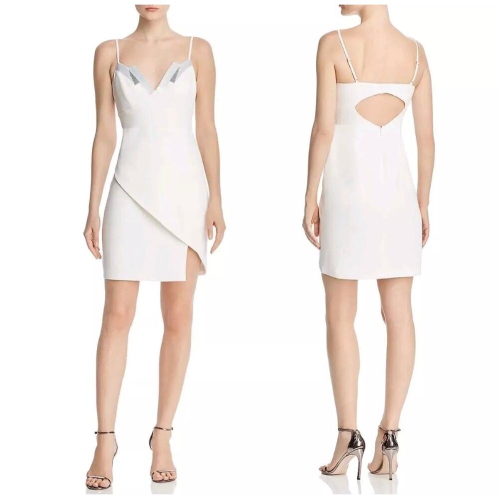 BCBG Maxazria Off White Sequined Banded Pary Cocktail Dress size 6 NEW - Picture 1 of 10